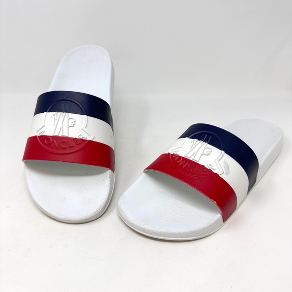Moncler Basile Slide Sandals Striped White Size 43 - Picture 1 of 10